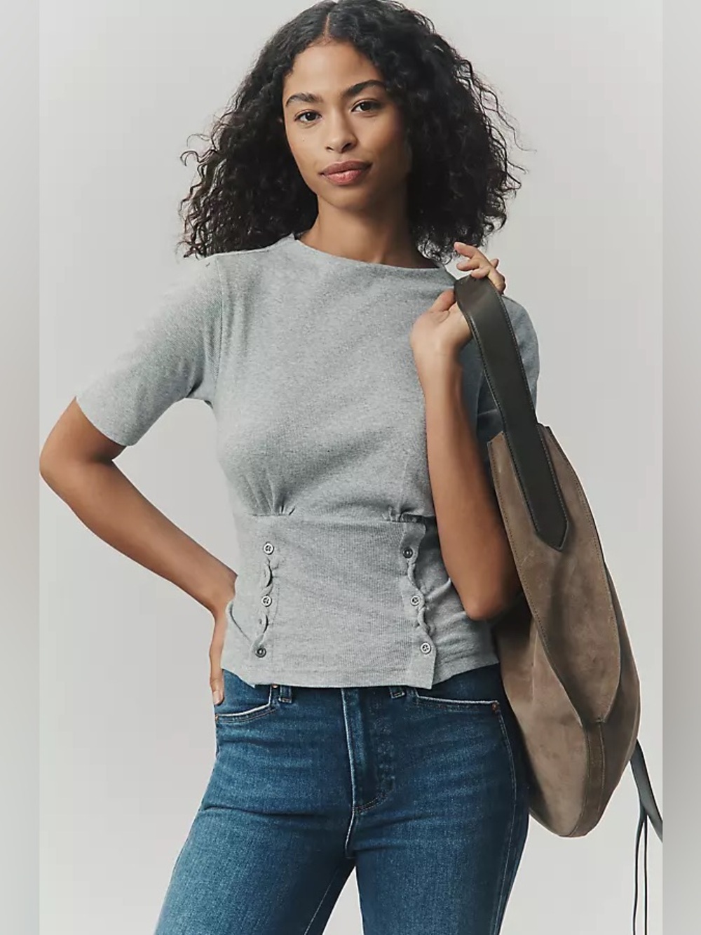 PILCRO Button-Bodice Waist Top